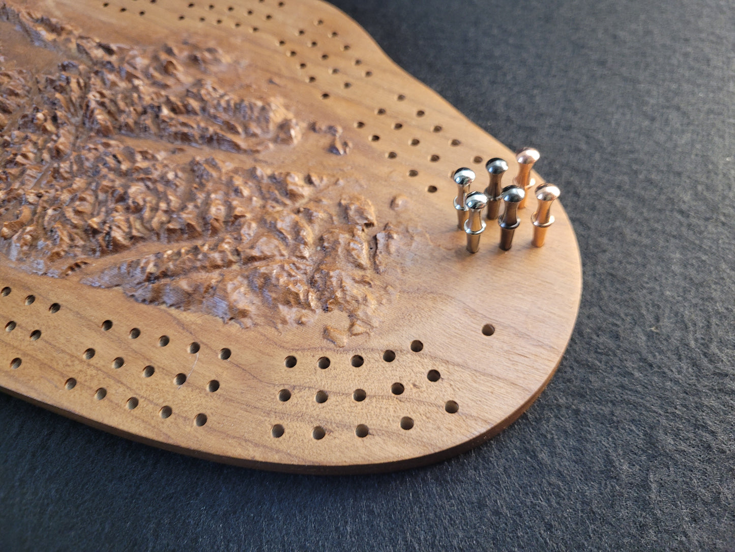 Grizzly Island - 3D Relief Cribbage Board - Cherry