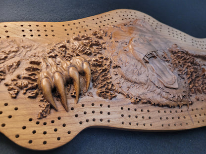 Grizzly Island - 3D Relief Cribbage Board - Cherry