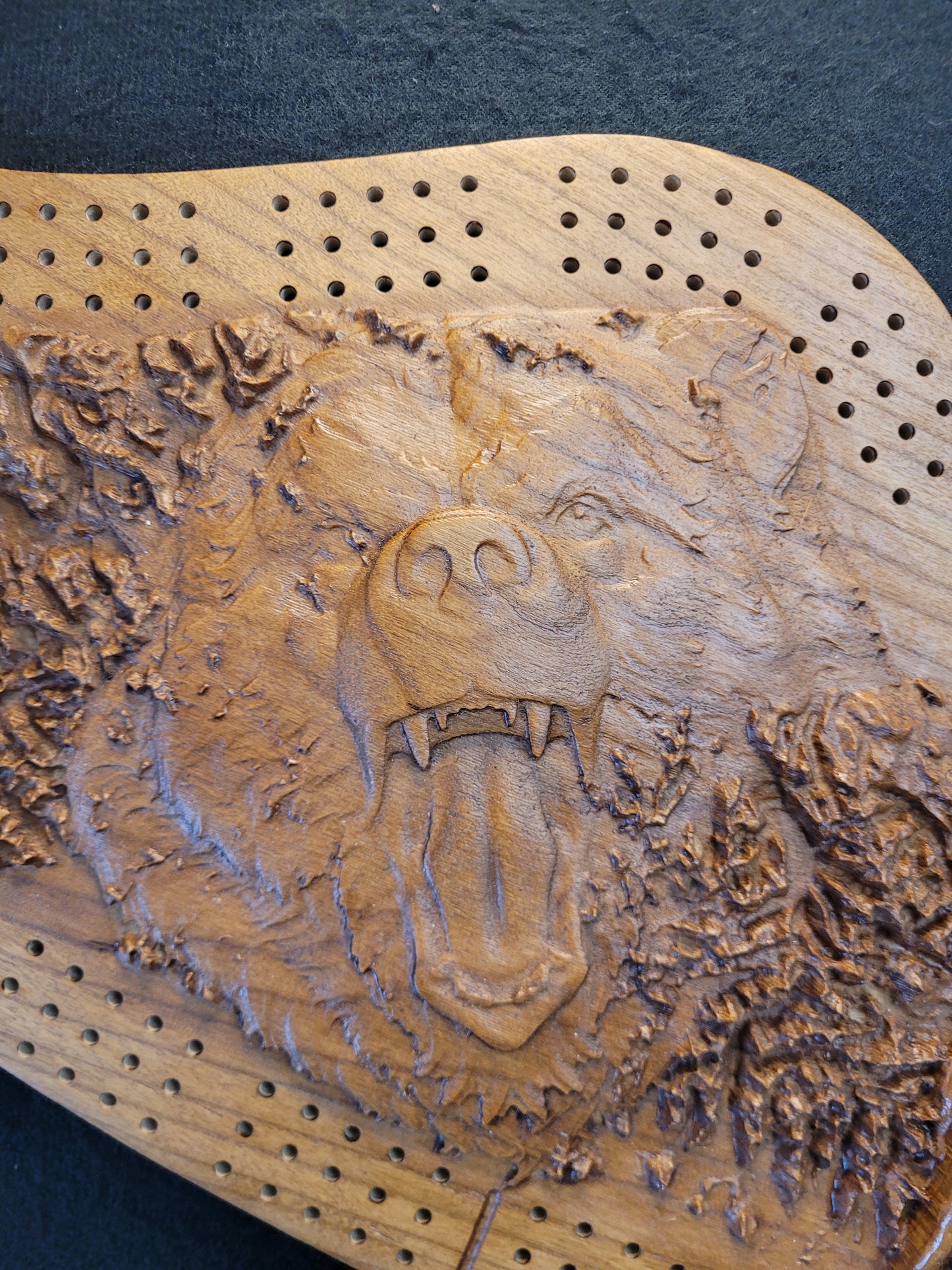 Grizzly Island - 3D Relief Cribbage Board - Cherry