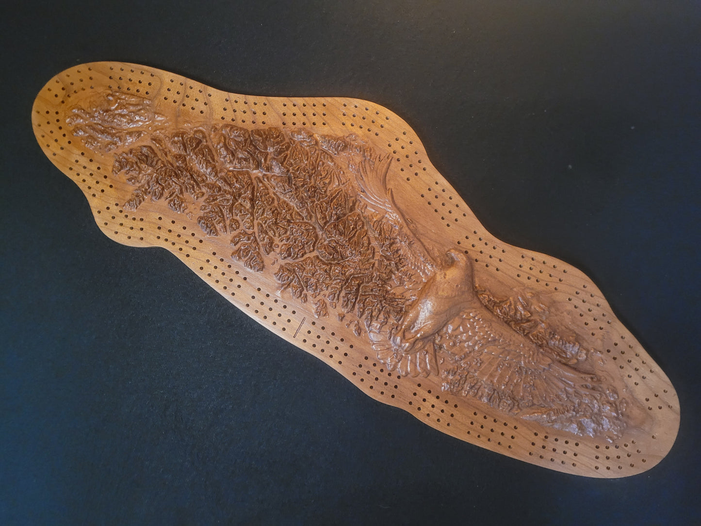 Eagle Island - 3D Relief Cribbage Board in Cherry - 25 inch