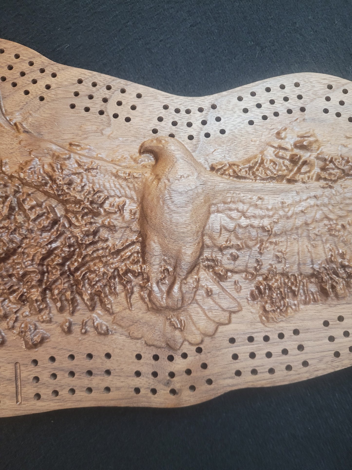 Eagle Island Cribbage in Black Walnut - 22"