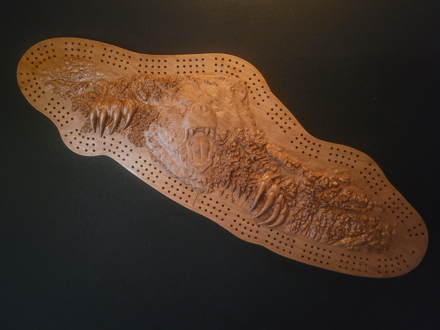 Grizzly Island - 3D Relief Cribbage Board - Cherry