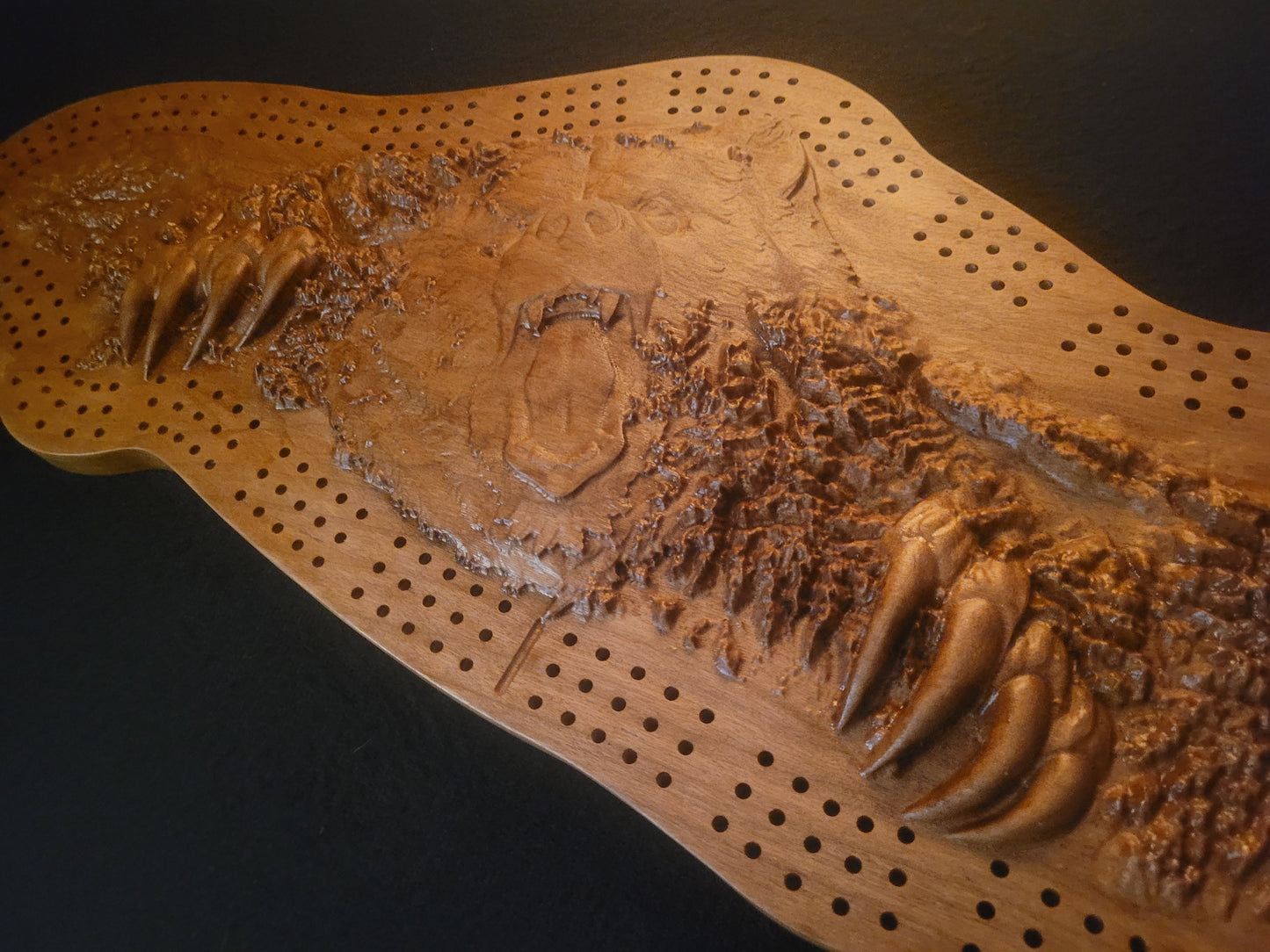 Grizzly Island - 3D Relief Cribbage Board - Cherry