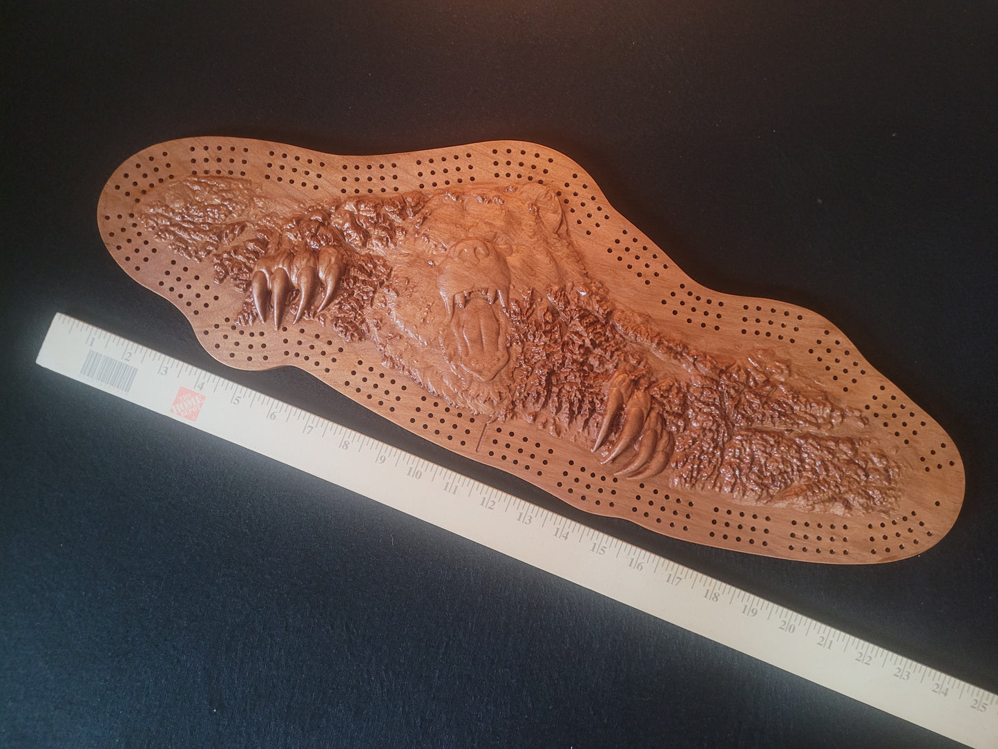 Grizzly Island - 3D Relief Cribbage Board - Cherry