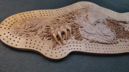 Grizzly Island - 3D Relief Cribbage Board - Cherry